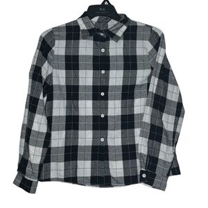 SHEIN button up flannel plaid women’s small, white, and black